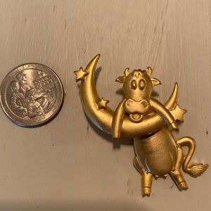 Cow over the moon brooch